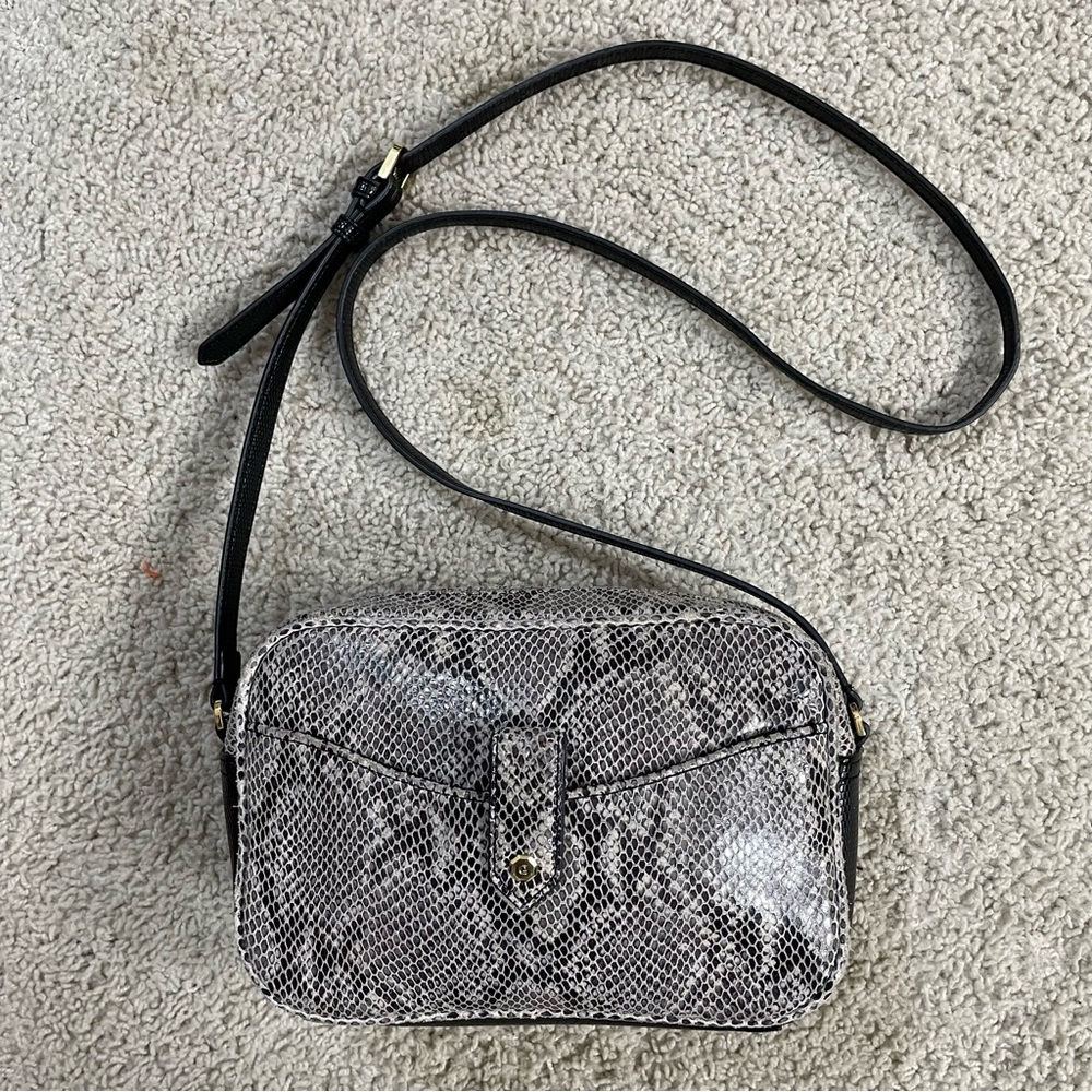 GILI "Got It Love It" Black & Ivory SNAKESKIN Leather CROSS BODY Purse BAG